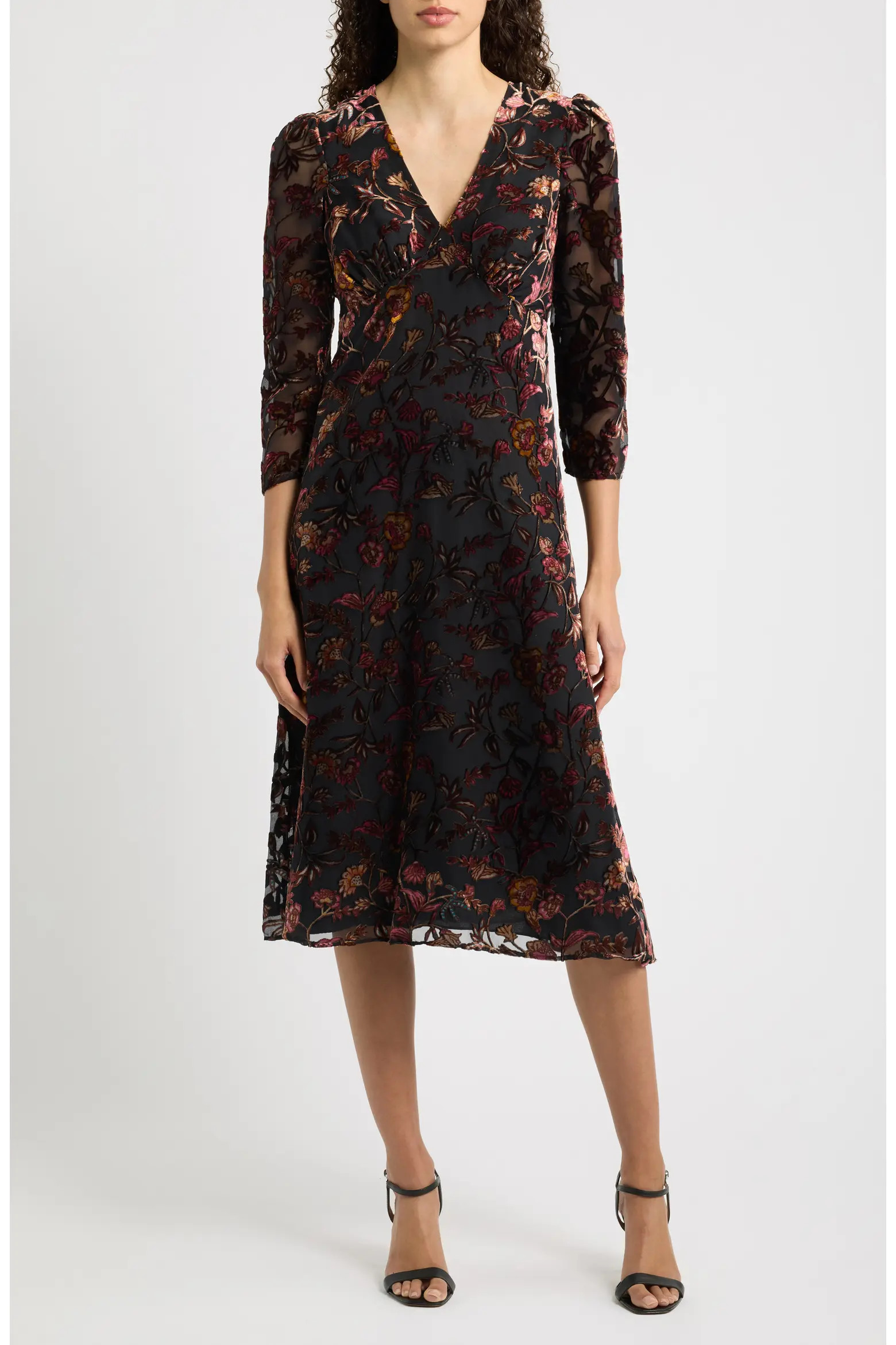 Eliza J Burnout Velvet Midi Dress (Women) | Nordstrom | Nordstrom