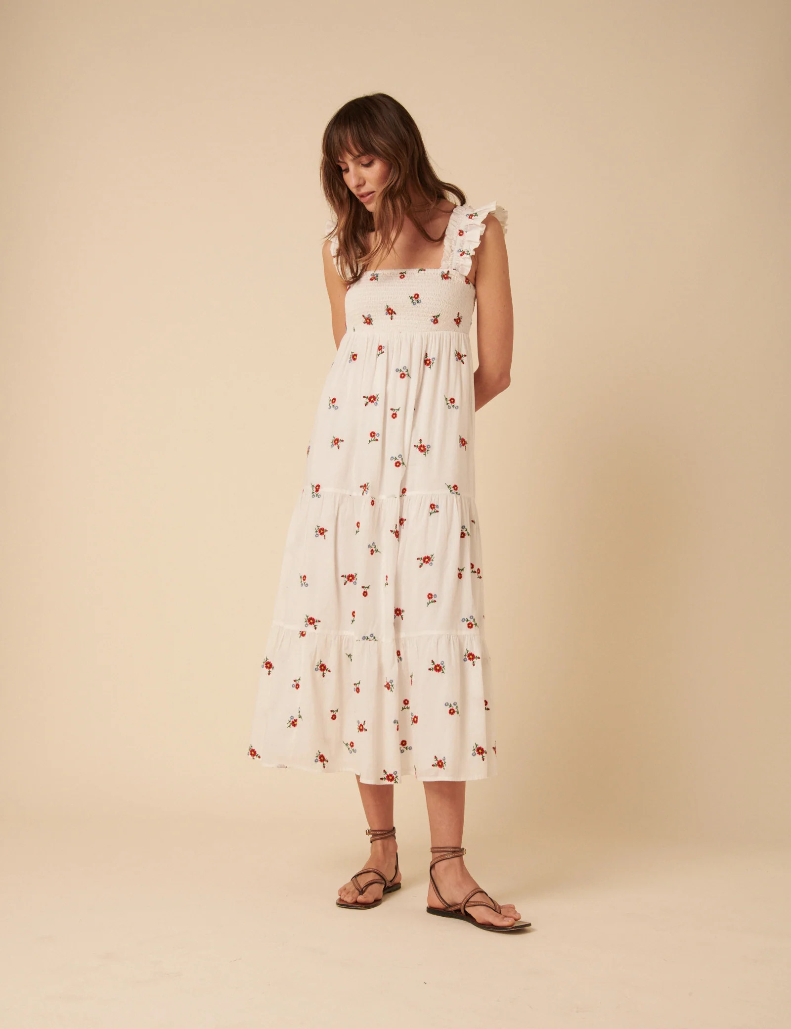 White Embroidered Maya Midi Dress | Nobody's Child