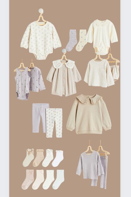 Darling new H&M baby arrivals neutral baby clothes with a hint of lavender 

#LTKbaby #LTKFind #LTKunder50