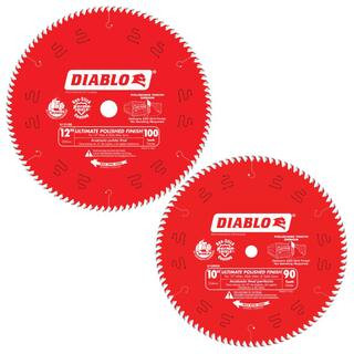 DIABLO 10 in. x 90-Tooth and 12 in. x 100-Tooth Ultimate Polished Circular Saw Blades (2-Blades) ... | The Home Depot