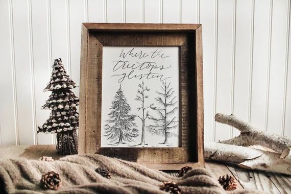Where The Treetops Glisten Print  Christmas Tree Sketch | Etsy | Etsy (US)