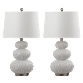 SAFAVIEH Rita 28.5 in. White Beaded Table Lamp with Off-White Shade (Set of 2) | The Home Depot