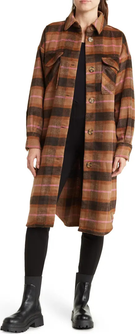 Steve Madden Plaid Duster Shirt Jacket | Nordstromrack | Nordstrom Rack