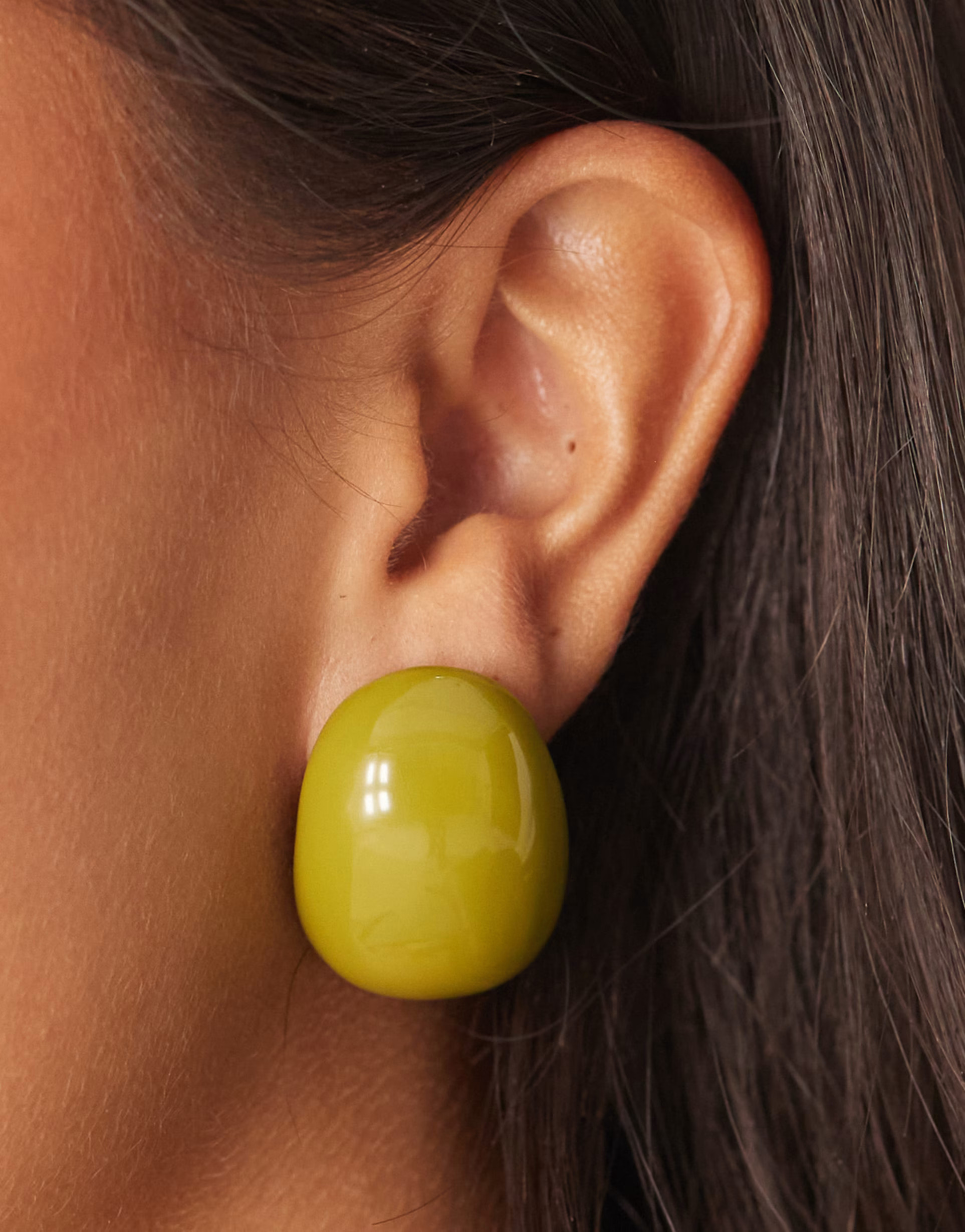 ASOS DESIGN large stud earrings with bubble oval design in olive | ASOS (Global)
