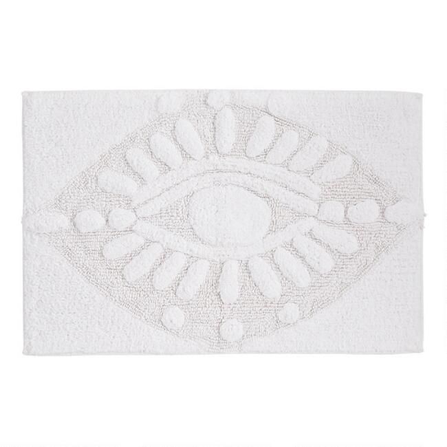 White Tufted Eye Bath Mat | World Market