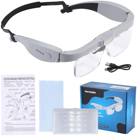 YOCTOSUN Magnifying Glasses with Light, Head Magnifier Glasses with 5 Detachable Lenses 0.75X-4.0... | Amazon (US)