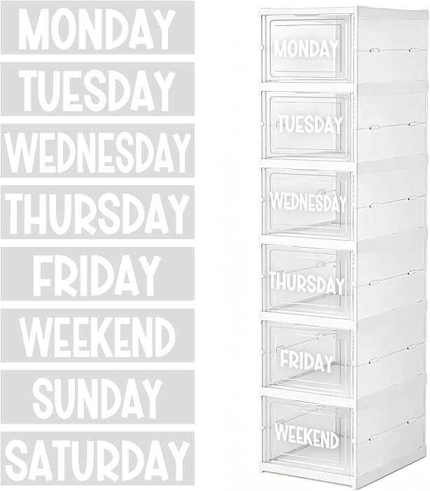 24 Pieces Days of The Week Stickers for Drawers Monday Through Friday Weekday Labels for Clothes ... | Amazon (US)