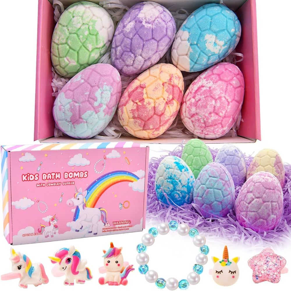 Easter Basket Stuffers for Girls Easter Gifts Unicorn Easter Eggs Easter Bath Bombs with Surprise... | Amazon (US)