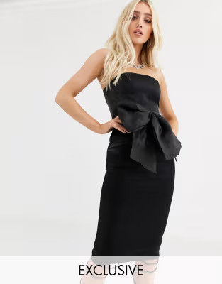 UNIQUE21 bodycon midi dress with oversized organza bow | ASOS US