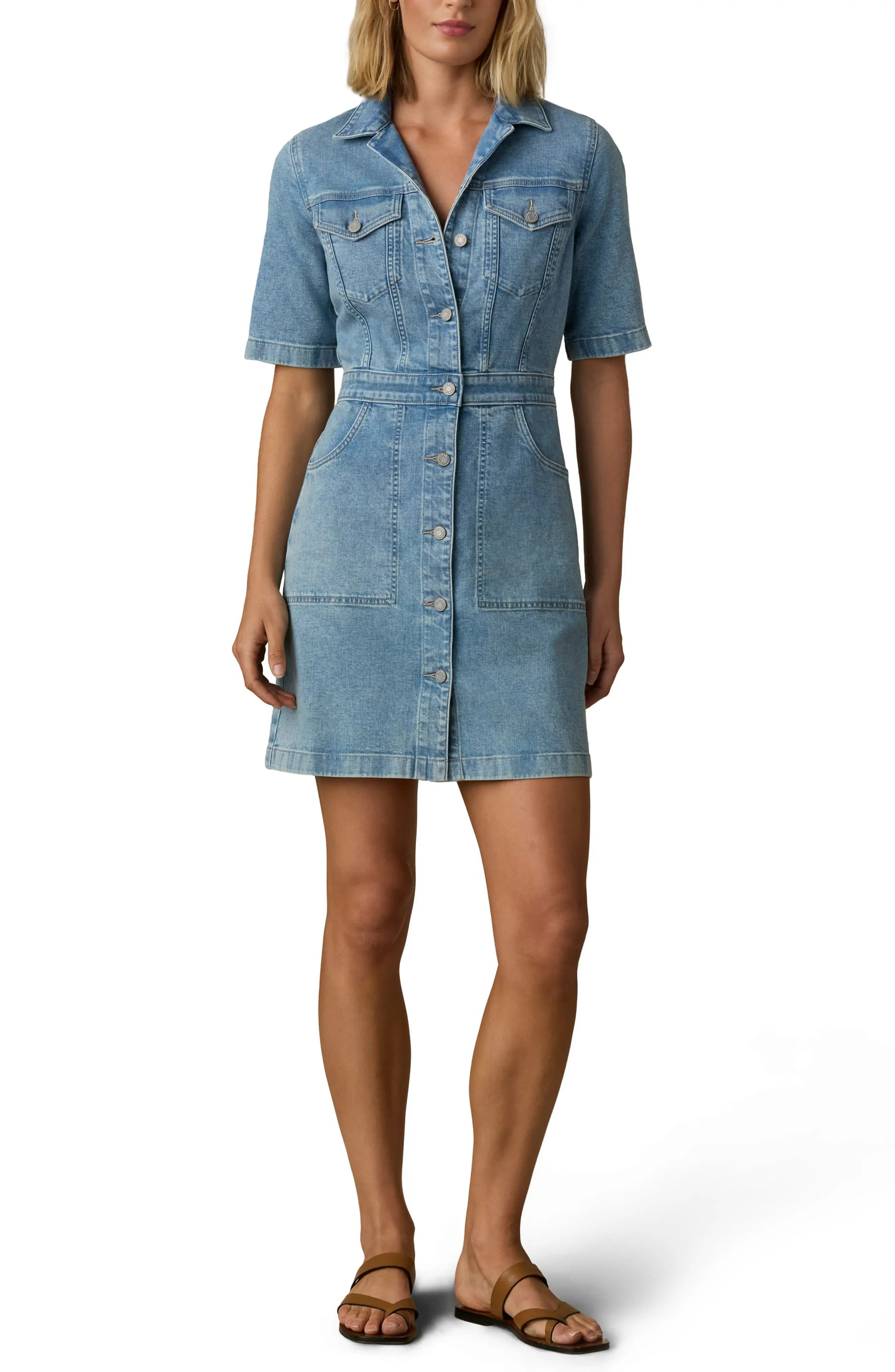 Michelle Organic Cotton & Linen Blend Denim Shirtdress (Women) | Nordstrom | Nordstrom