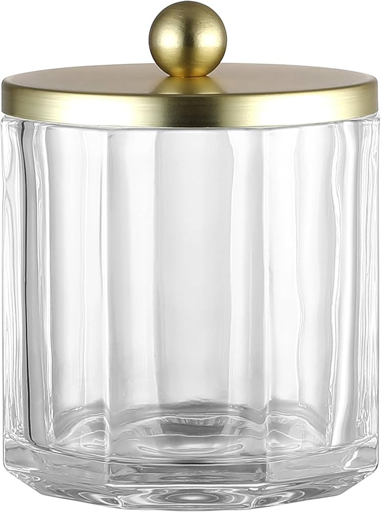 Clear Transparent Apothecary Octagional Shaped Glass Canister Jar With Gold Metal Lid Cover for B... | Amazon (US)