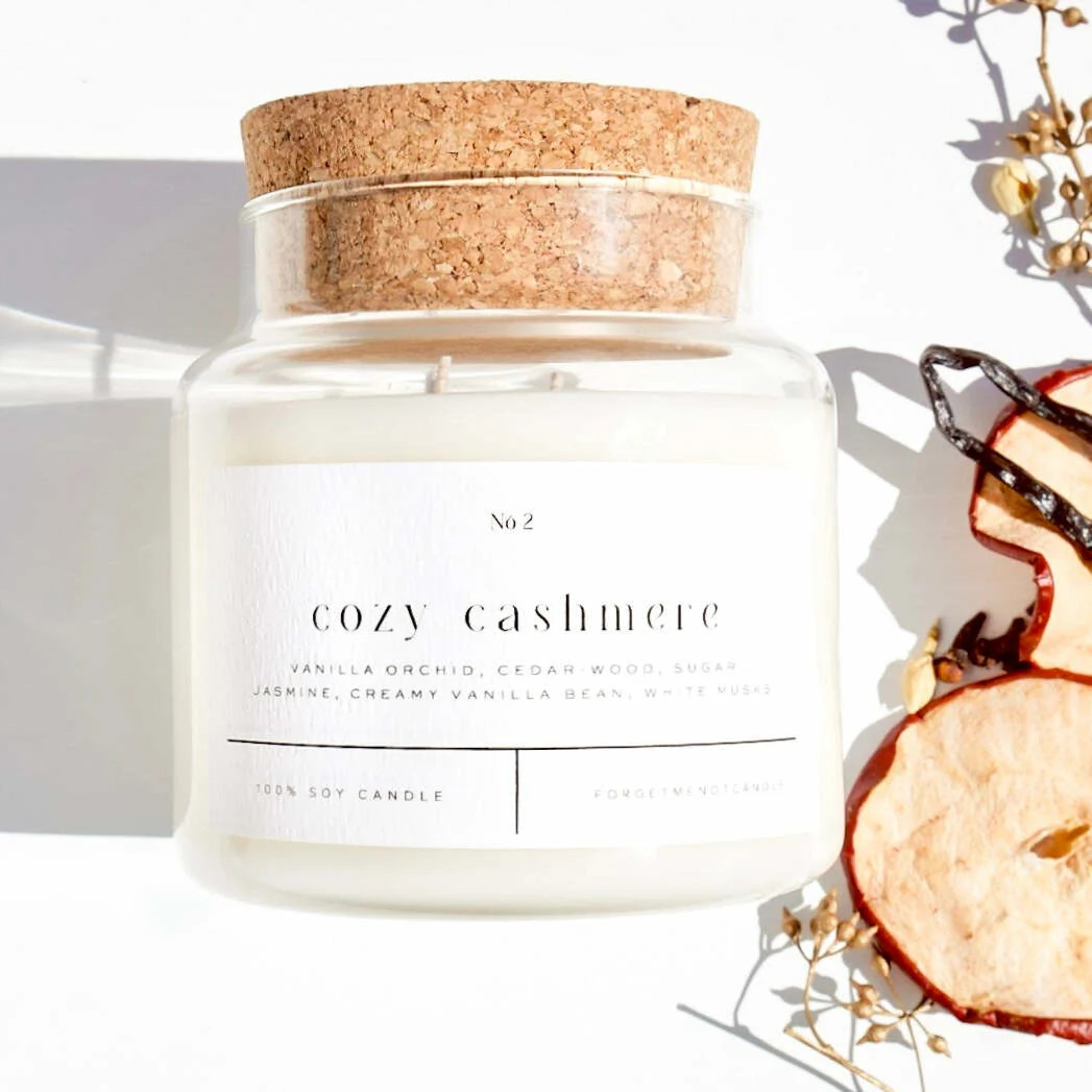 Cozy Cashmere 22 oz Glass Candle | Forget Me Not Candle