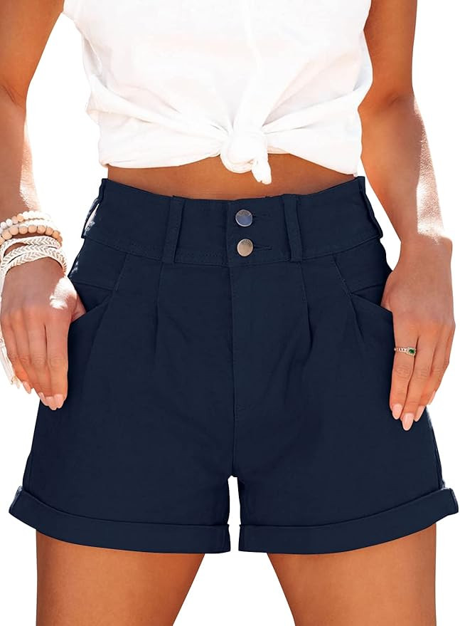 Womens Relaxed Fit Casual High Waist Pocketed Denim Shorts | Amazon (US)