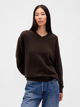CashSoft Oversized V-Neck Sweater | Gap (US)