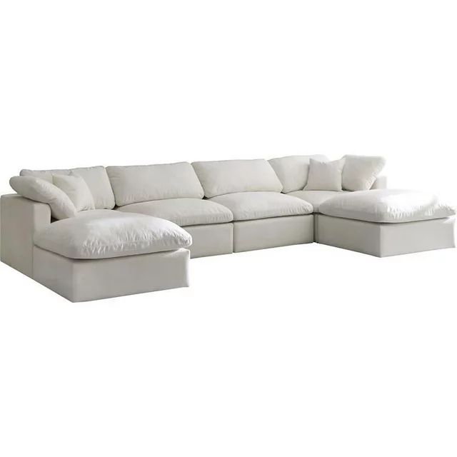 Meridian Furniture Plush Standard Cream Velvet Modular Sectional | Walmart (US)