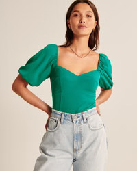 Puff Sleeve Corset Sweetheart Top | Abercrombie & Fitch (US)