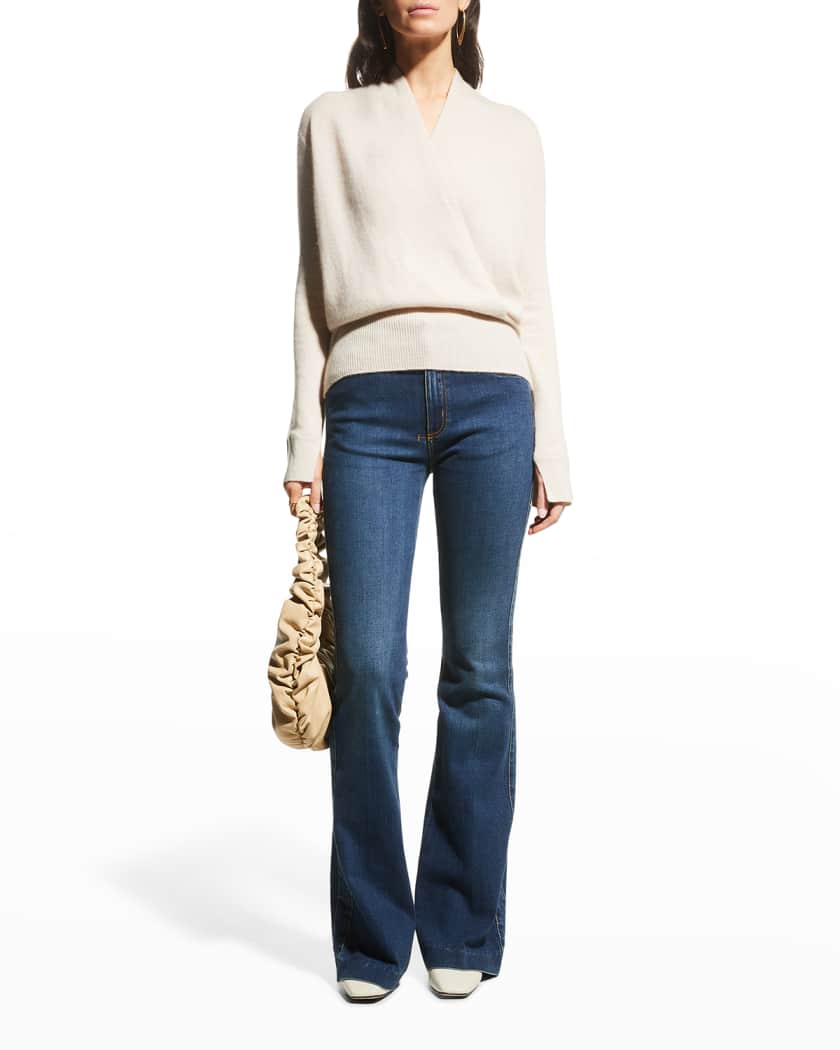Neiman Marcus Cashmere Collection Cashmere Faux-Wrap Sweater | Neiman Marcus
