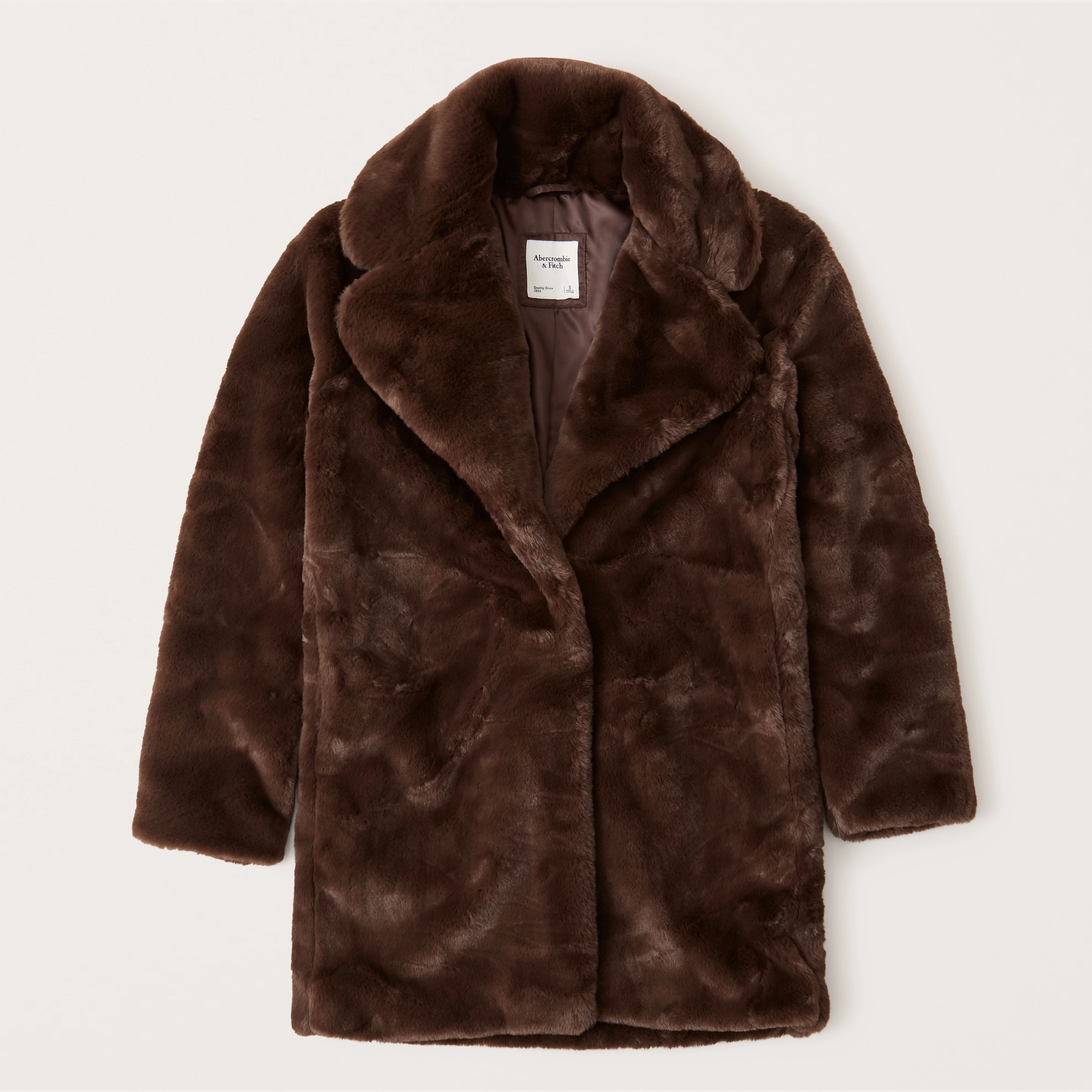 Mid-Length Faux Fur Coat | Abercrombie & Fitch (US)