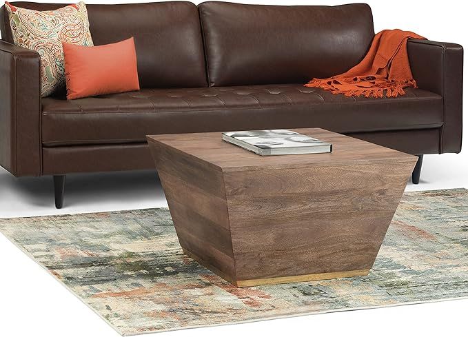 SIMPLIHOME Abba SOLID MANGO WOOD 28 inch Wide Square Modern Coffee Table in Dark Brown, Fully Ass... | Amazon (US)