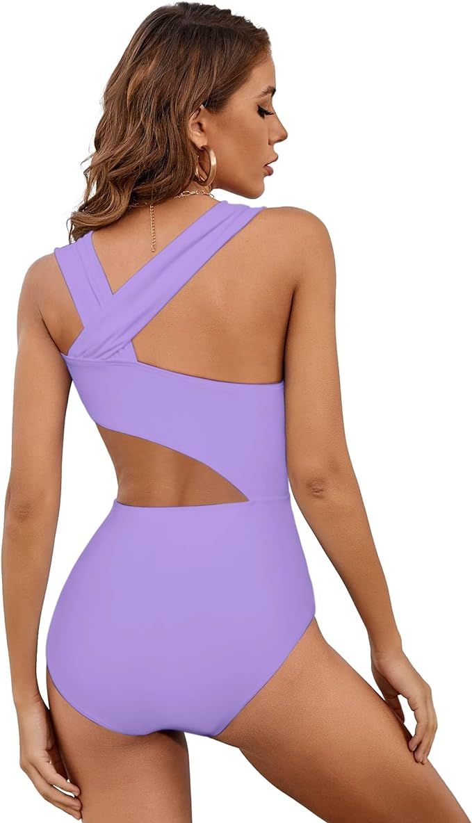 Lilosy Lace Up Open Back Cutout One Piece Swimsuit Cheeky String Tie Side Bathing Suit | Amazon (US)