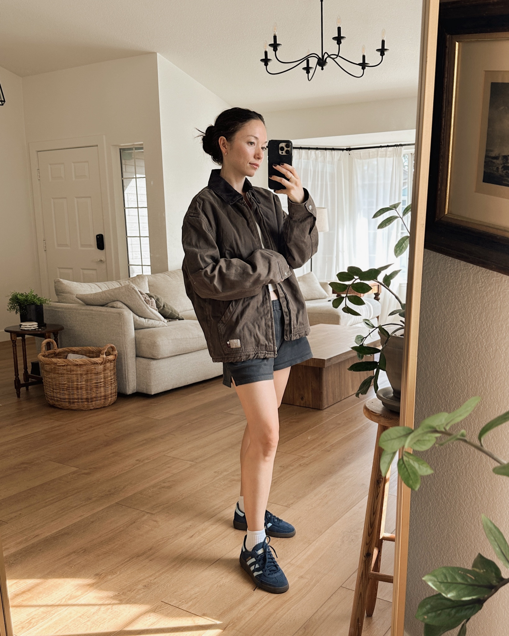 Casual outfit for errands 

Chore jacket (sized up for oversized fit) | Blue Adidas Shoes 

#LTKSeasonal