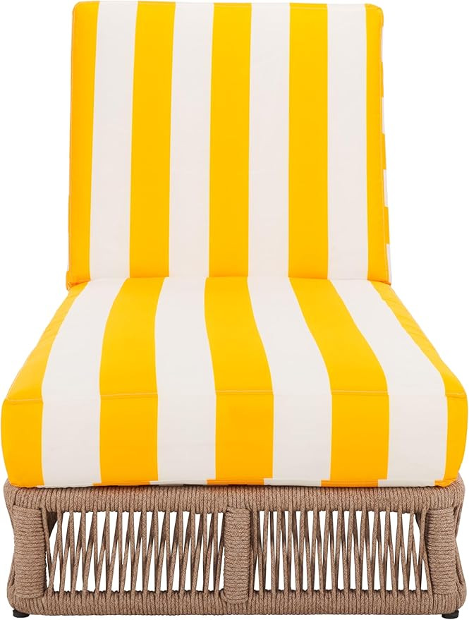SAFAVIEH Outdoor Collection Gillian Heather Tan & Yellow Stripe Chaise Lounge Chair (Fully Assemb... | Amazon (US)