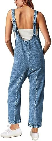 High Roller Denim Jumpsuits for Women Casual Sleeveless Loose Baggy Overalls Jeans Pants Jumpers ... | Amazon (US)