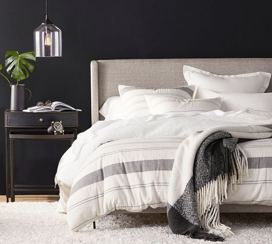 Jake Upholstered Platform Bed with Metal Legs | Pottery Barn (US)