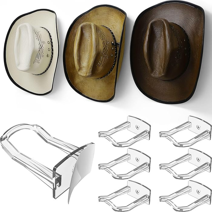 Modern JP Adhesive Cowboy Hat Hooks for Wall (6-Pack) – 3-Inch Wall Mount for Secure Hold, Wide... | Amazon (US)