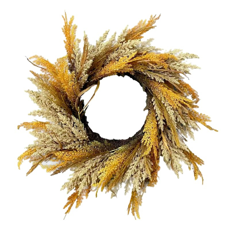Wheat Ear & Pine Wreath, 24" | At Home
