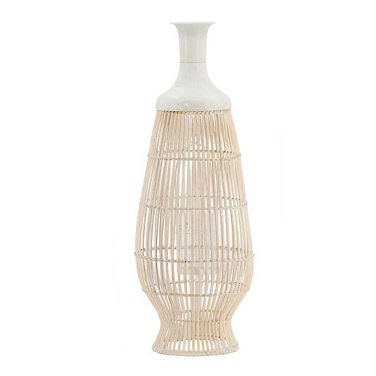 White Bamboo and Metal Open Weave Vase | Kirkland's Home