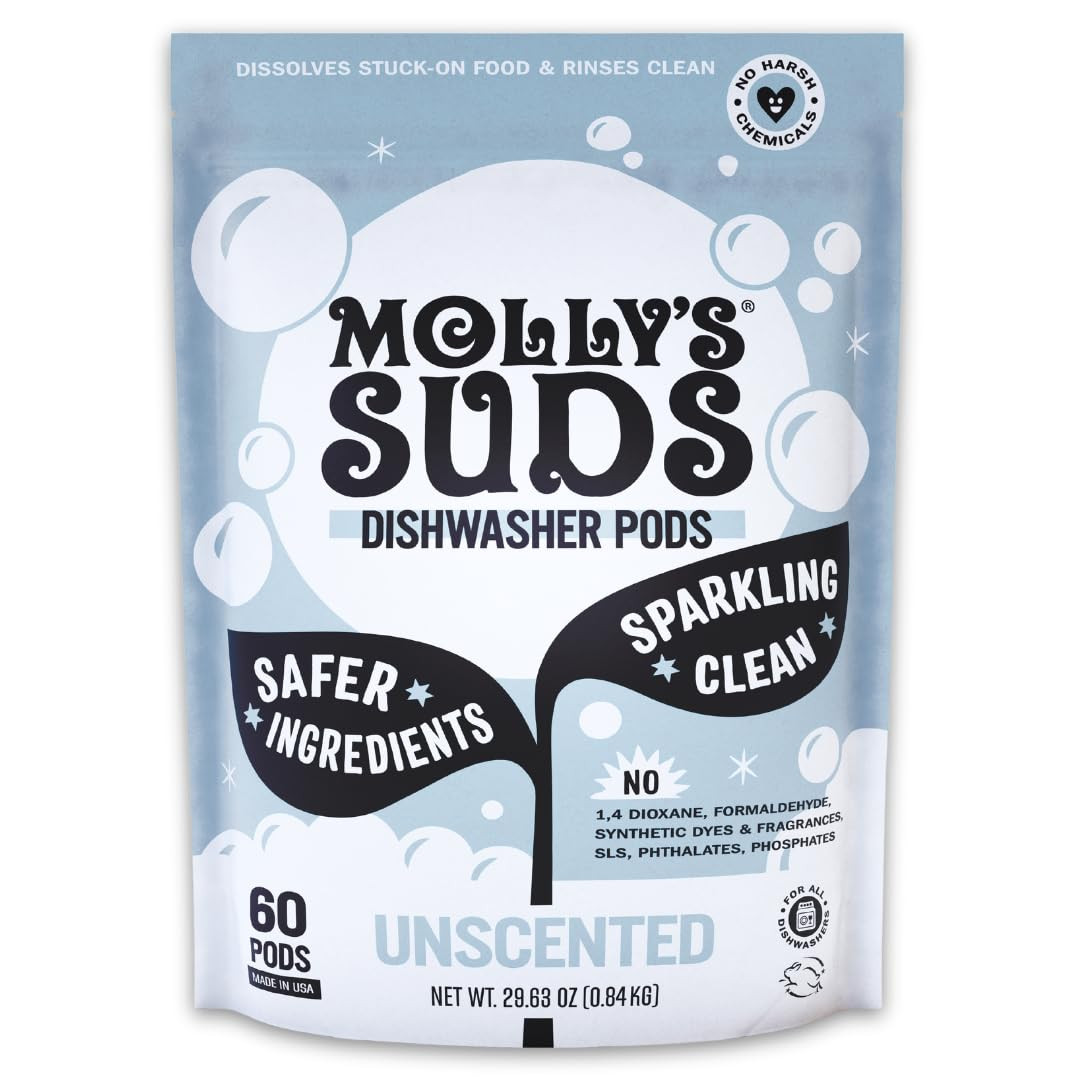 Molly's Suds Dishwasher Pods | Clean Dishwasher Detergent, Cuts Grease & Rinses Clean (Residue-Fr... | Amazon (US)