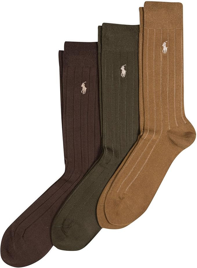 Polo Men's Mercerized Cotton Ribbed Over the Calf Sock 3 Pair Pack, Navy, Men's Shoe Size: 6-12 | Amazon (US)