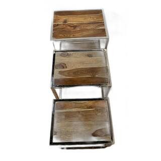 Shelly 16 in Stainless Steel Glass End Side Table | The Home Depot