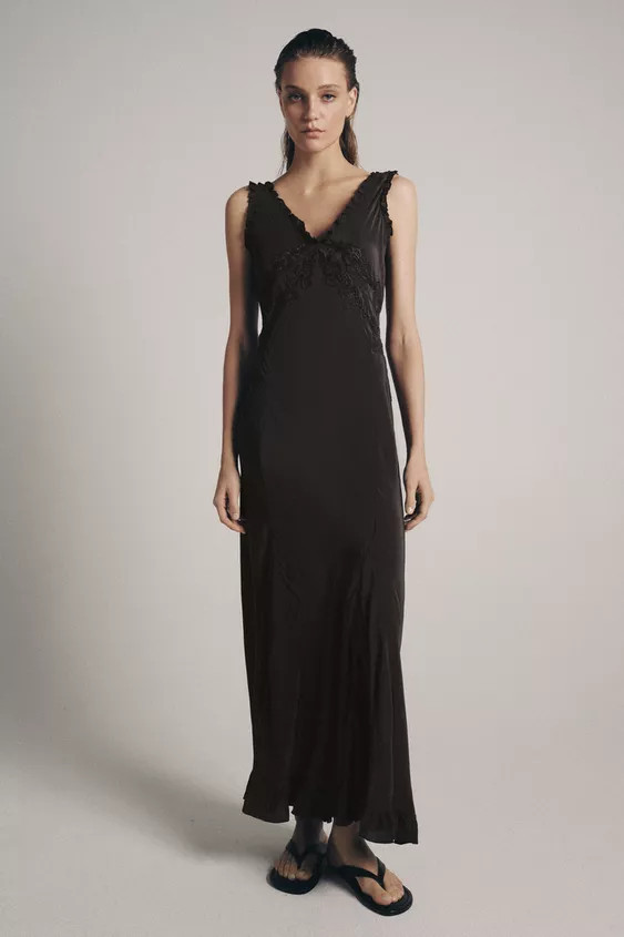 ZW COLLECTION EMBROIDERED LONG DRESS | Zara UK