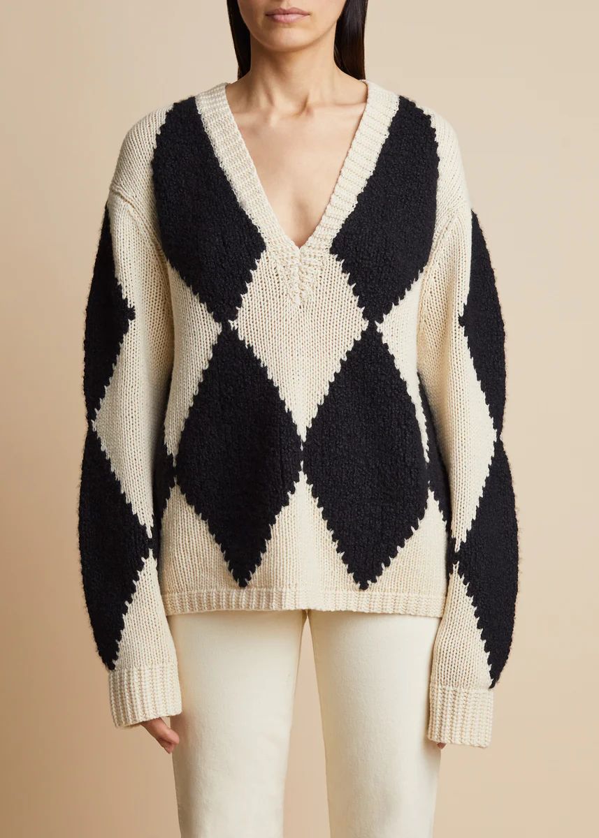 The Valerie Sweater in Cream and Black | Khaite
