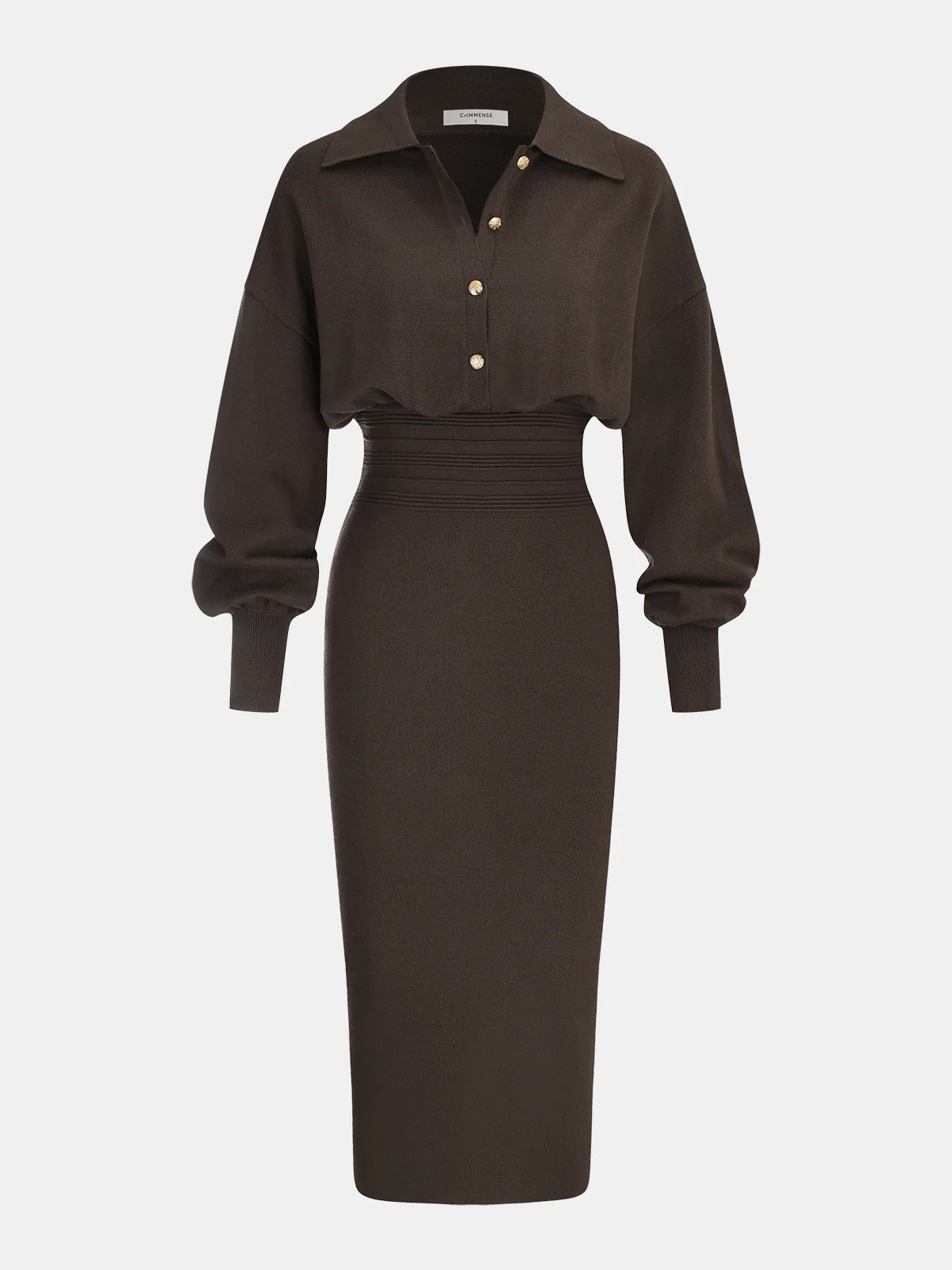 Cinched Waist Knit Shirt Dress | Commense