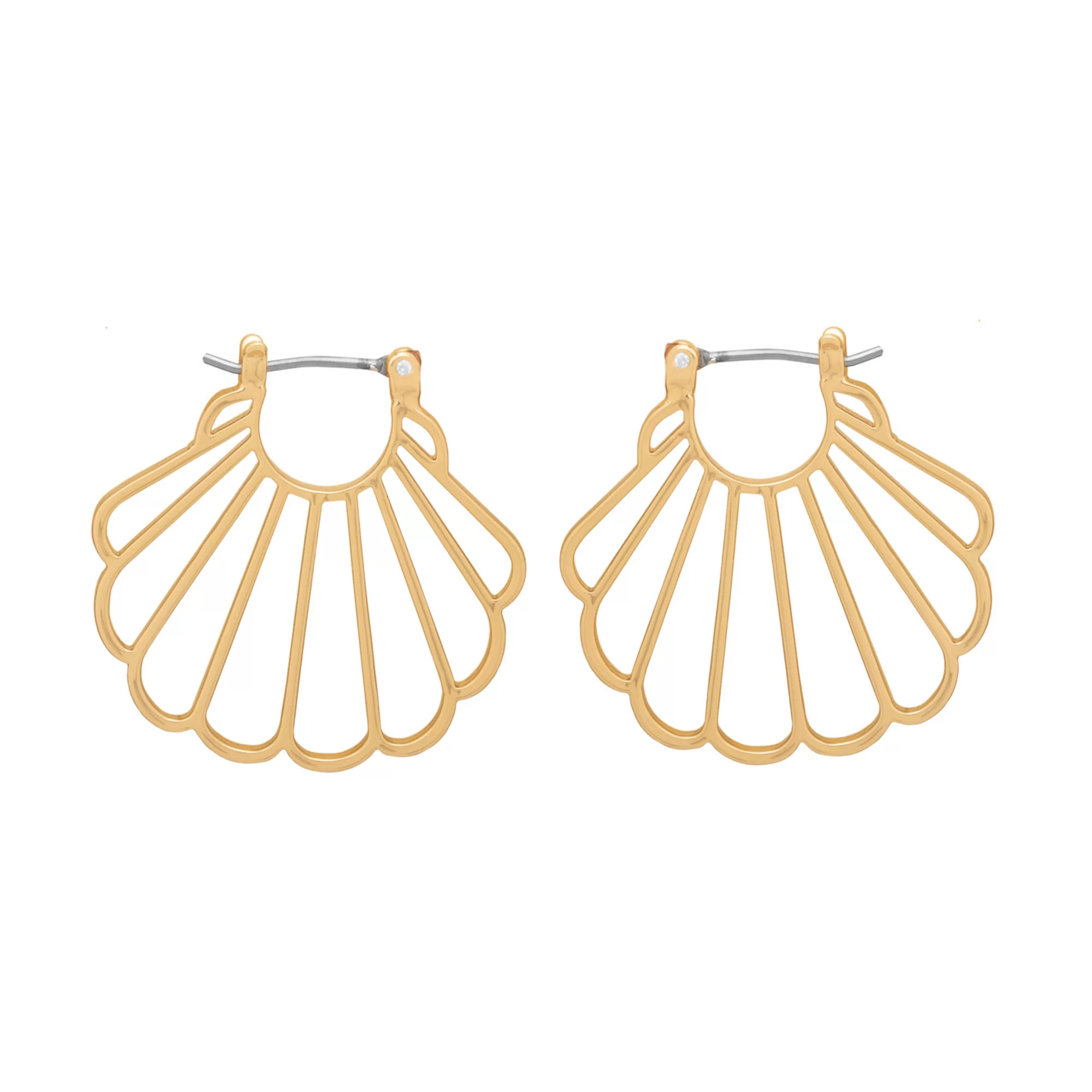 LC Lauren Conrad Gold-Tone Shell Hoop Earrings | Kohl's