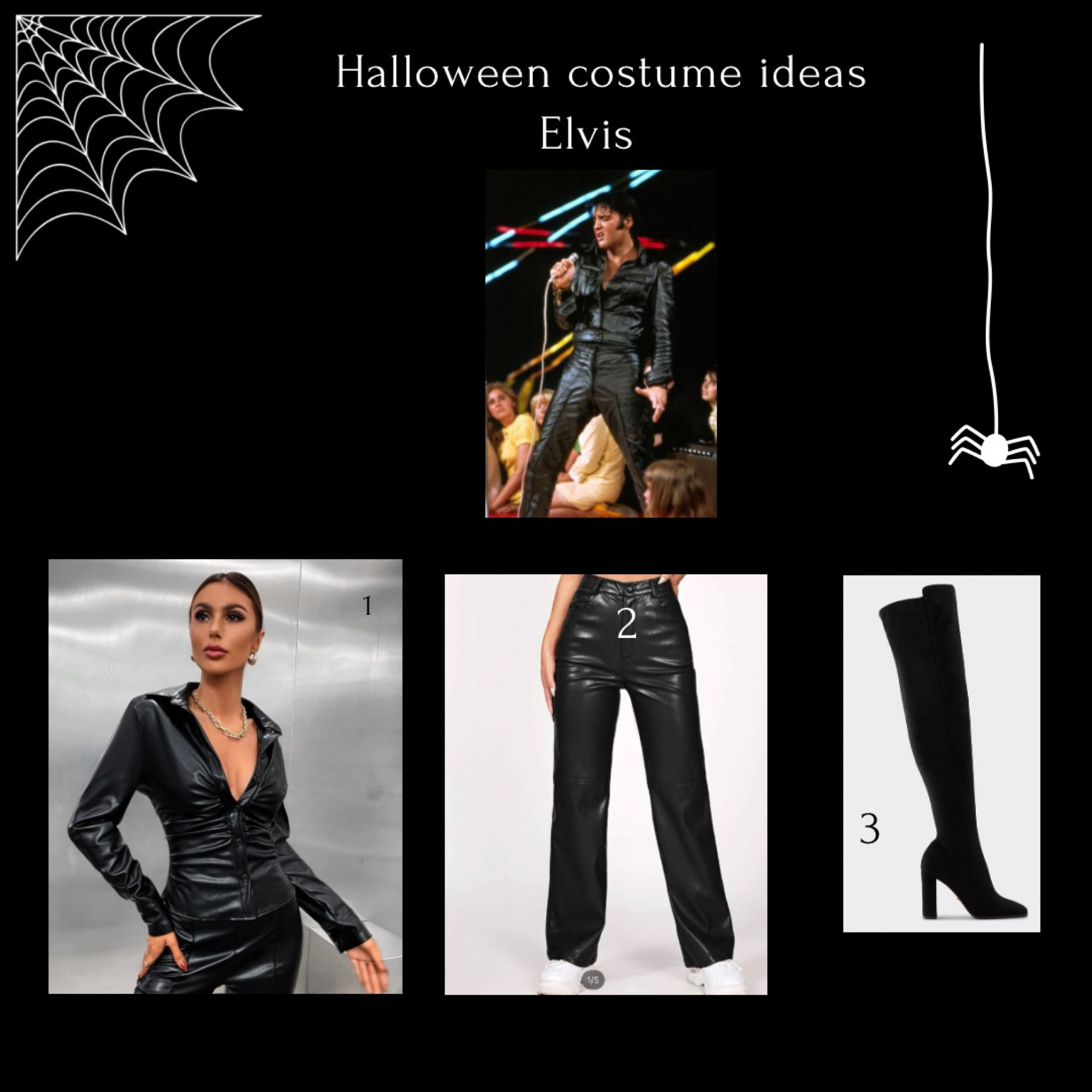 HALLOWEEN COSTUME IDEAS 
Elvis Presley 
Leather top - SHEIN 
Leather pants - SHEIN 
Knee high boots - Steve Madden 

#LTKHalloween #LTKSeasonal