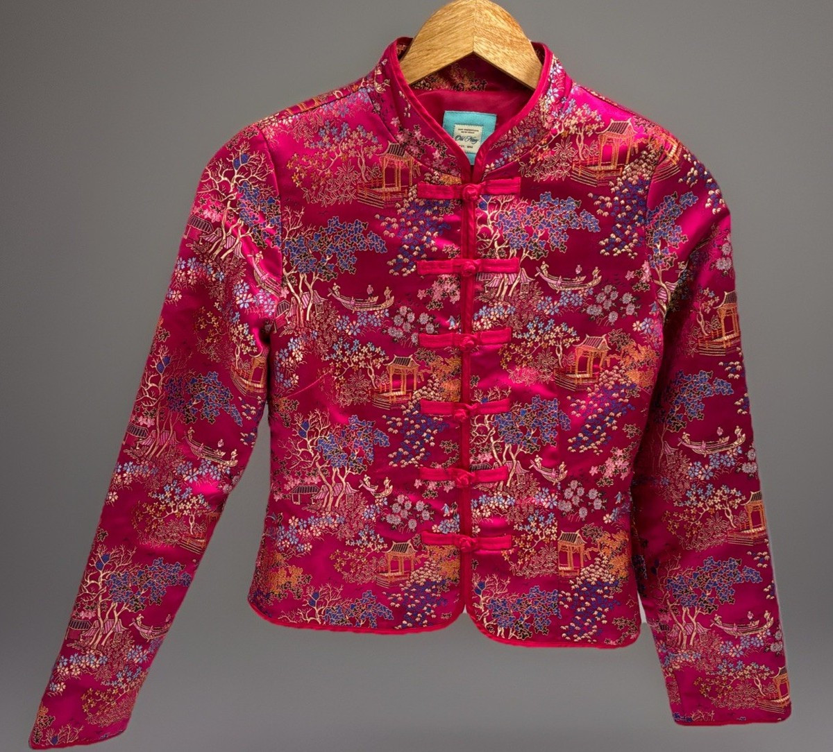 Old Navy Women’s XS Pink Brocade Mandarin Jacket W/Frog Closure Floral | eBay US
