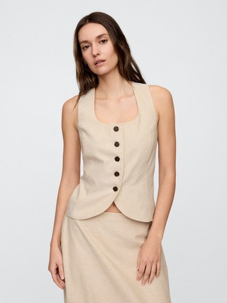 Linen-Blend Scoopneck Vest | Gap Factory