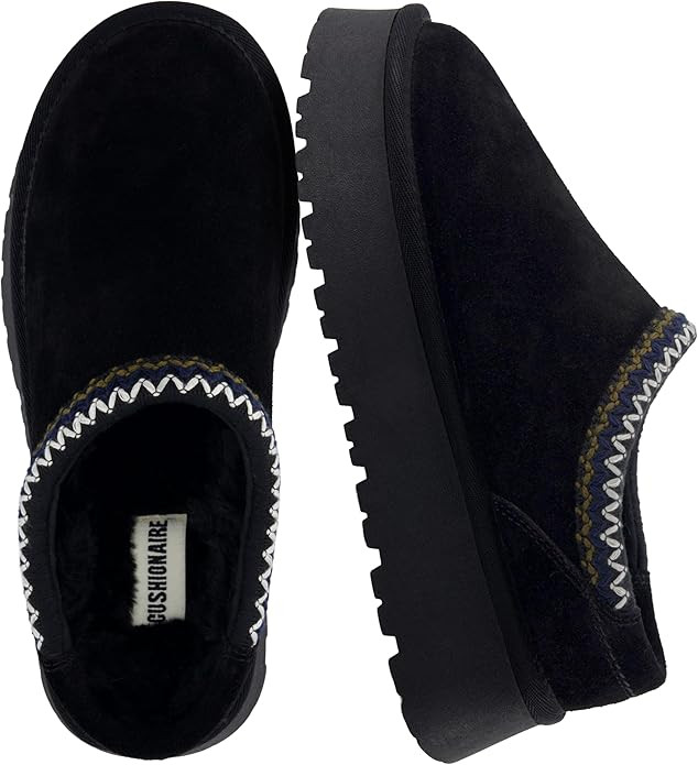 CUSHIONAIRE Kabuki Platform Boots Genuine Suede Fuzzy Mule Slippers for Women with Memory Foam | ... | Amazon (US)
