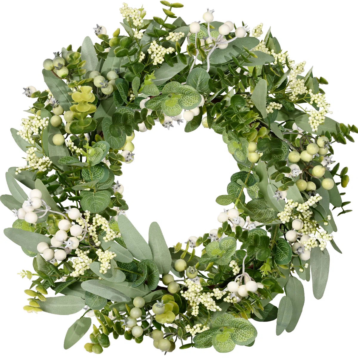 Artificial 18 Inch Spring Summer Greenery Wreaths for Front Door Green Eucalyptus Leaf Wreath Dec... | Wayfair North America