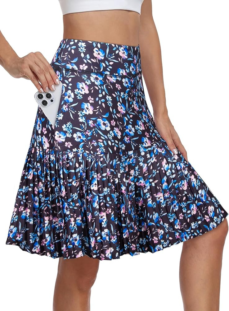 KORALHY 21" Golf Skorts with Pockets Pleated Tennis Skirts with Shorts Knee Length Skort for Athl... | Amazon (US)