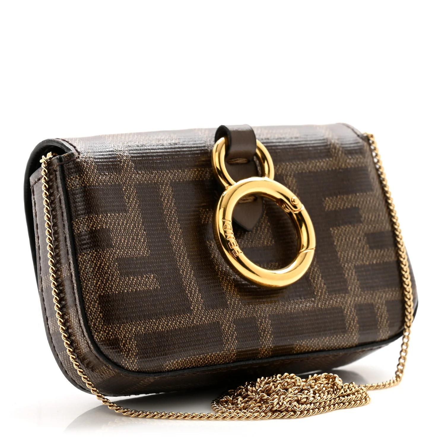 Glazed Fabric FF 1974 Nano Baguette Charm Mogano Panna | FASHIONPHILE (US)