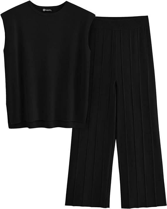 Pretty Garden Womens Pullover Tops And Wide Leg Pants Casual Sweater Set | Amazon (US)