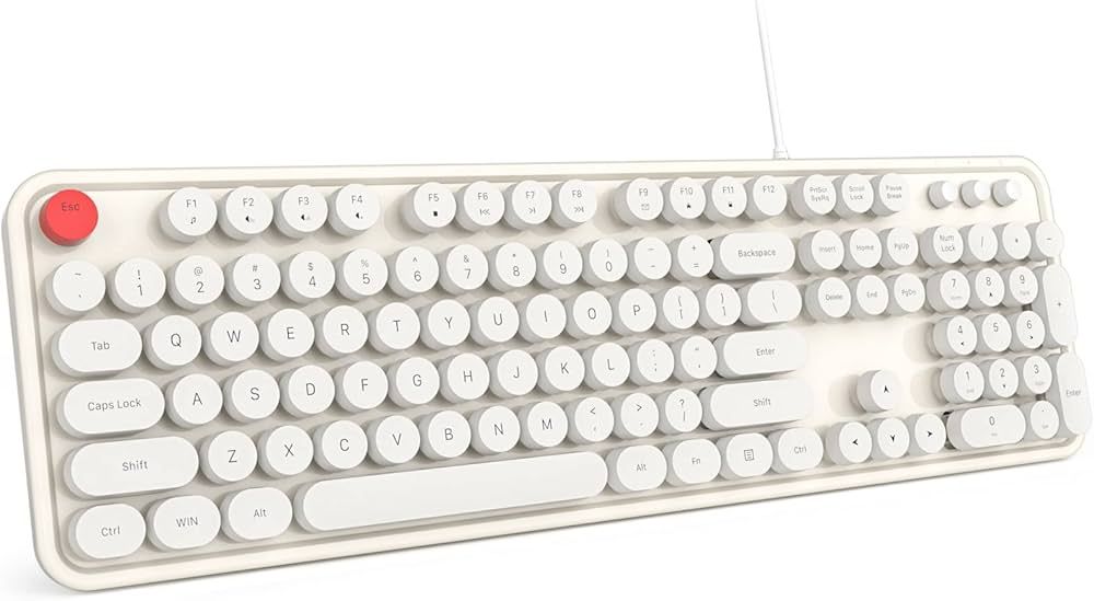 Computer Keyboard Wired, Plug Play USB Retro Round Typewriter Keyboard, Full Size Wired Keyboard ... | Amazon (US)