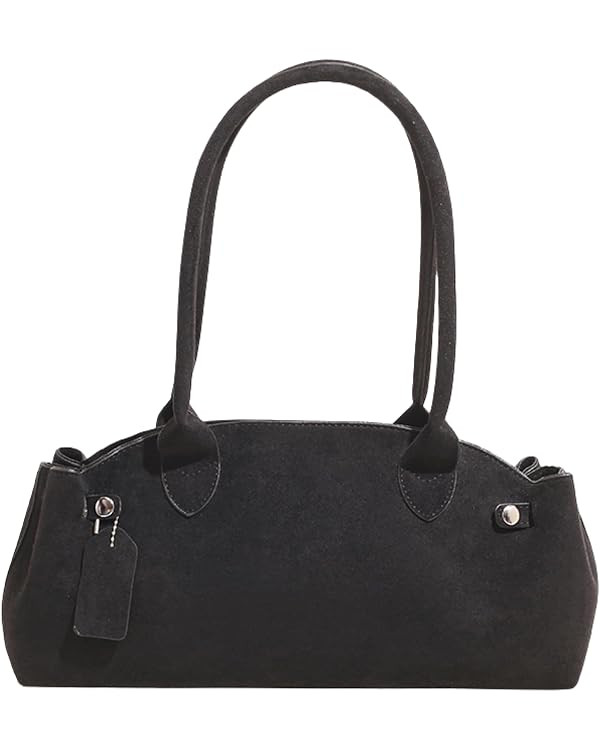Faux Suede Bowler Bag for Women, East West Shoulder Purse, Soft Swing Bag with Strap, Suede Handb... | Amazon (US)
