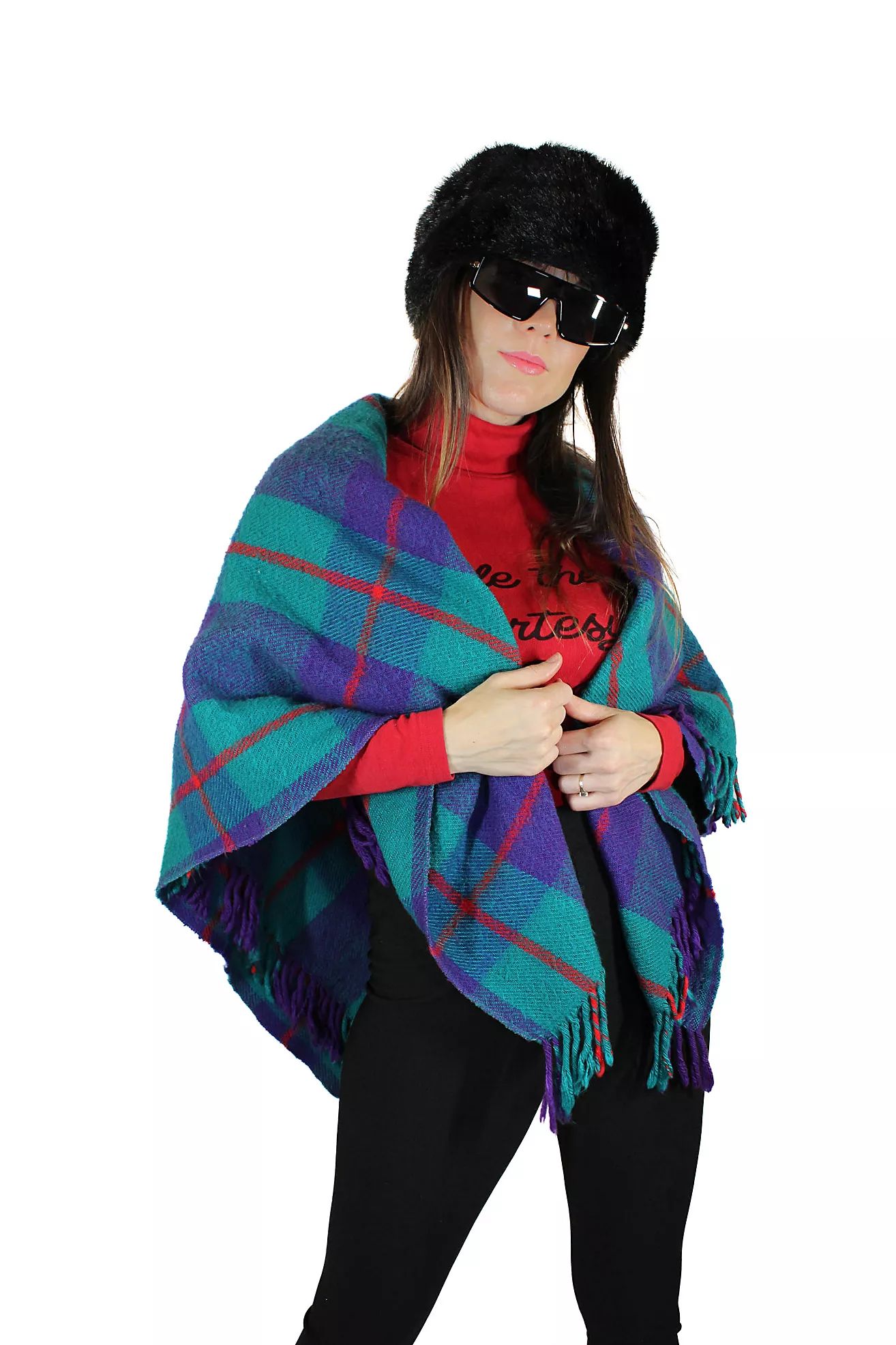 1980s Plaid Poncho Wrap Scarf Selected By Moons + Junes Vintage | Free People (Global - UK&FR Excluded)