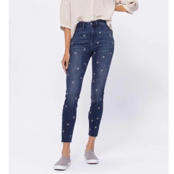 Judy Blue High Rise Star Embroidery Skinny Jeans | Walmart (US)